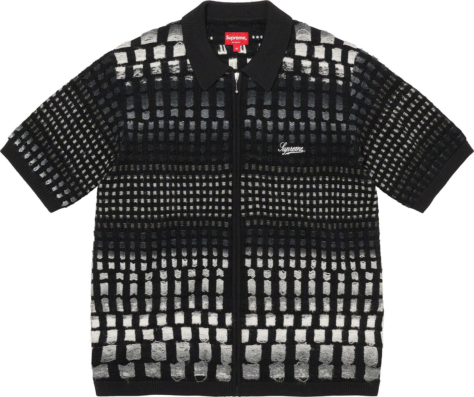 Gradient Grid Zip Up Polo view 5